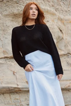 RE:UNION Label Dawn Black Crochet Knit Jumper
