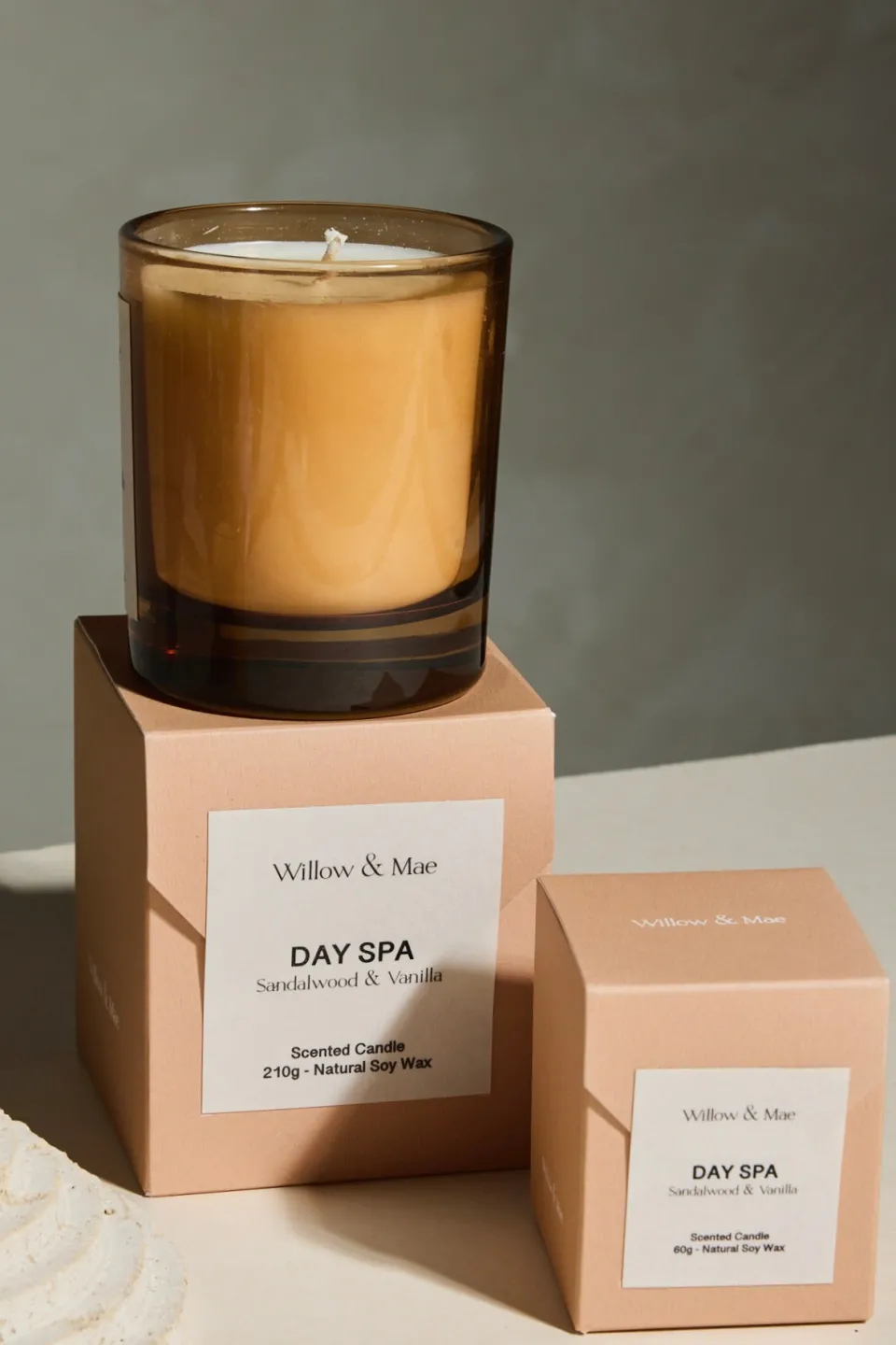Willow u0026 Mae Day Spa Sandalwood + Vanilla 210g Soy Candle