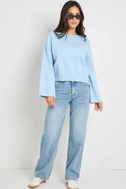 RE:UNION Label Daytime Ice Blue LS Cotton Jumper