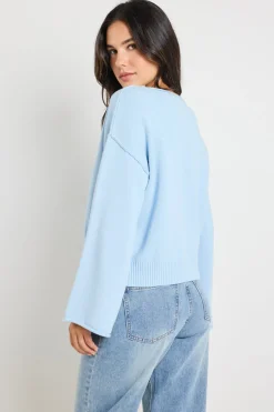 RE:UNION Label Daytime Ice Blue LS Cotton Jumper