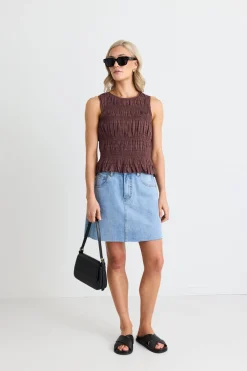 Ivy + Jack Dearest Beach Blue Raw Hem Denim Mini Skirt