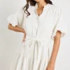 Ivy + Jack Delphi Ivory Stripe Drop Waist Belted Mini Dress