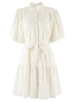 Ivy + Jack Delphi Ivory Stripe Drop Waist Belted Mini Dress