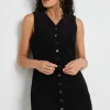 Among the Brave Direction Black Cord Mini Vest Dress