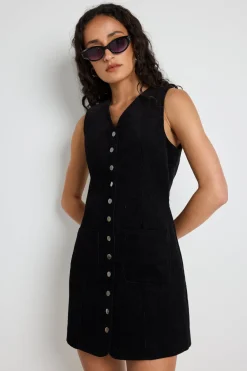 Among the Brave Direction Black Cord Mini Vest Dress