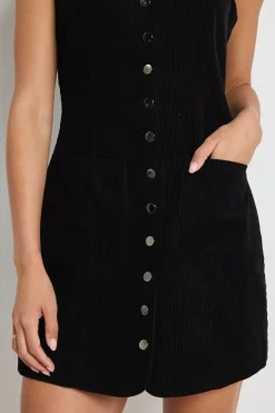 Among the Brave Direction Black Cord Mini Vest Dress