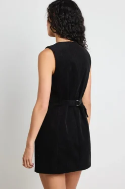 Among the Brave Direction Black Cord Mini Vest Dress