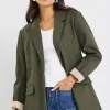 Ivy + Jack Dock Khaki Ramie Rolled Sleeve Blazer