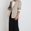Ivy + Jack Dock Taupe Ramie Rolled Sleeve Blazer