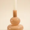 Willow u0026 Mae Double Bubble Milky Beige 17cm Glass Taper Candle Holder