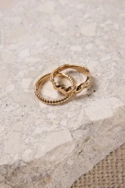 Humble + Heart Double EOL Twist Gold Ring Set