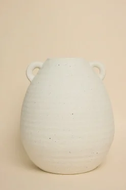 Flo's Home Double Handle White Textured 24cm Large Urn