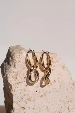 Humble + Heart Double Link Twist Gold Stud Earrings