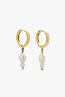 Murkani Double Pearl 18k Gold Plated Huggie EOL Earrings