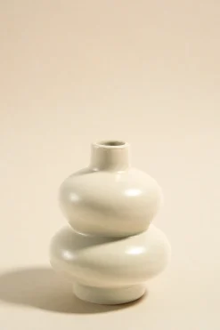 Flo's Home Double Stacked Matte Ivory 12cm Bud Vase