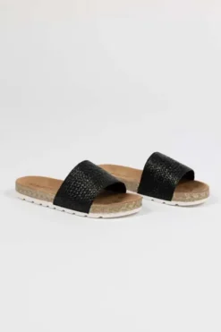 Humidity Lifestyle Dream Black Raffia Slide