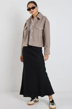 Among the Brave Driver Taupe Boucle Trucker Jacket
