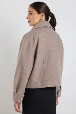 Among the Brave Driver Taupe Boucle Trucker Jacket