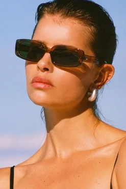 Le Specs Dynamite Tobacco Rectangle Khaki Mono Lens Sunglasses