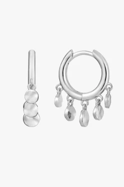 Ania Haie Ear We Go Mini Hanging Disc EOL Silver Huggie Hoops Earrings