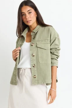 Among the Brave Echo Khaki Patch Pocket Denim Jacket