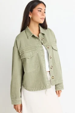 Among the Brave Echo Khaki Patch Pocket Denim Jacket