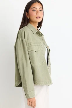 Among the Brave Echo Khaki Patch Pocket Denim Jacket