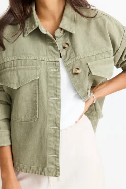 Among the Brave Echo Khaki Patch Pocket Denim Jacket