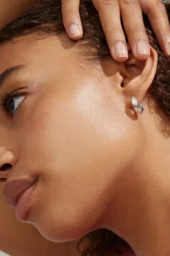 Pilgrim Edea Recycled EOL Chunky Silver Plated Huggie Hoop Earrings