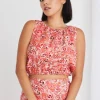 Ivy + Jack Effective Cinnamon Floral Shell Top
