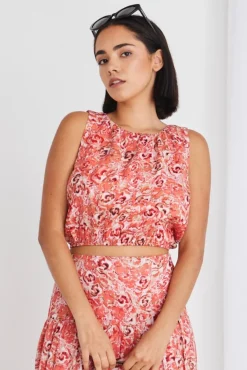 Ivy + Jack Effective Cinnamon Floral Shell Top