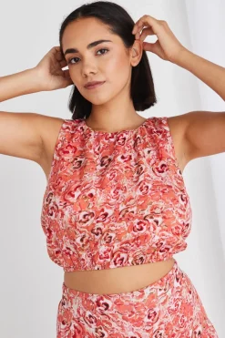 Ivy + Jack Effective Cinnamon Floral Shell Top