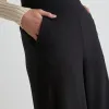 Among the Brave Effortless Black Viscose Deep Band Wide Leg Pant