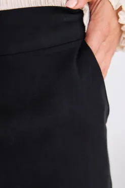 Among the Brave Effortless Black Viscose Deep Band Wide Leg Pant