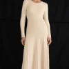 Staple The Label Elena Vanilla Rib Knit LS Midi Dress