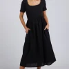 Foxwood Ella Black SS Midi Dress