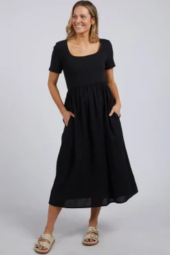 Foxwood Ella Black SS Midi Dress