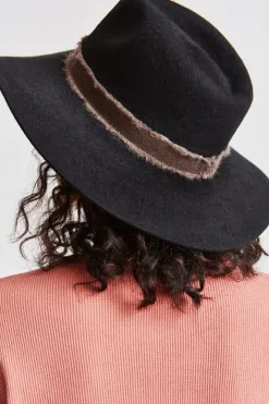 Brixton Ella Fedora Felt Black Brown Hat