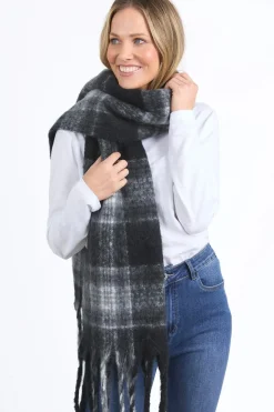 Elm Black White Check Comfy Scarf