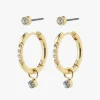 Pilgrim Elna Crystal Hoop Gold Set 2 Recycled Earrings