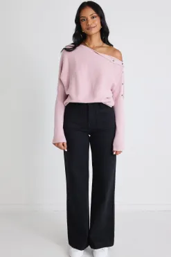By Rosa. Elope Blush Pink Batwing Knit Jumper