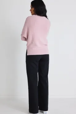By Rosa. Elope Blush Pink Batwing Knit Jumper