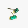 Lindi Kingi Emerald Baguette Gold Stud Earrings