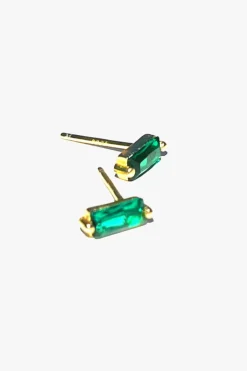 Lindi Kingi Emerald Baguette Gold Stud Earrings
