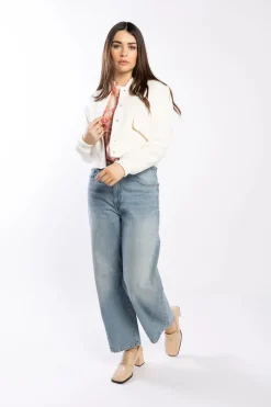 Drama The Label Emily Ivory Cropped Bomber Jacket