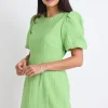 Stories be Told Emory Apple Puff Sleeve Tie Mini Dress