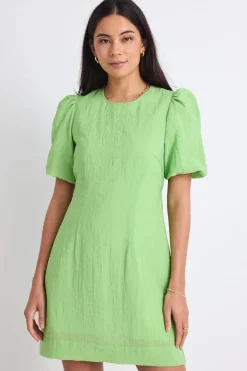 Stories be Told Emory Apple Puff Sleeve Tie Mini Dress