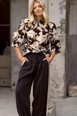 Ivy + Jack Emphatic Black Floral High Neck LS Top