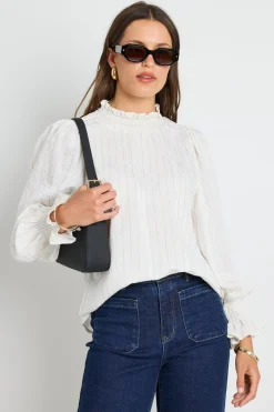 Ivy + Jack Emphatic Ivory Stripe High Neck Top