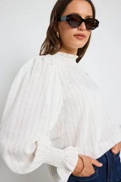 Ivy + Jack Emphatic Ivory Stripe High Neck Top